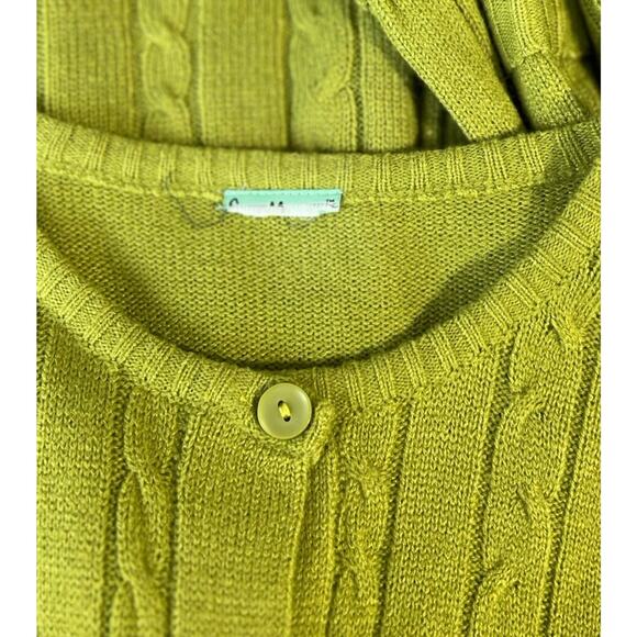 Vintage Sara Morgan Cable Knit Button Down Cardigan Sweater Women's M Green - Picture 6 of 6